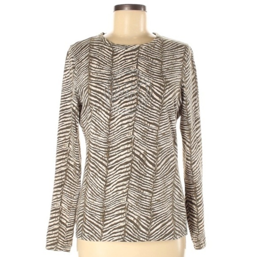Michael Kors sz M brown logo front long sleeve top